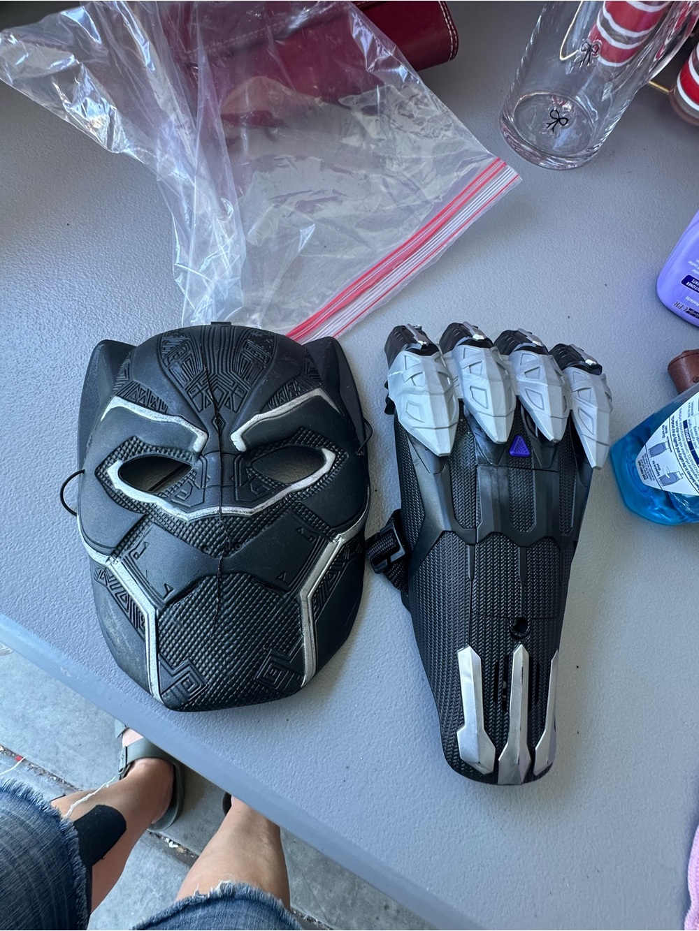 Black Panther Mask & Gauntlet Set - Black with Silver Accents